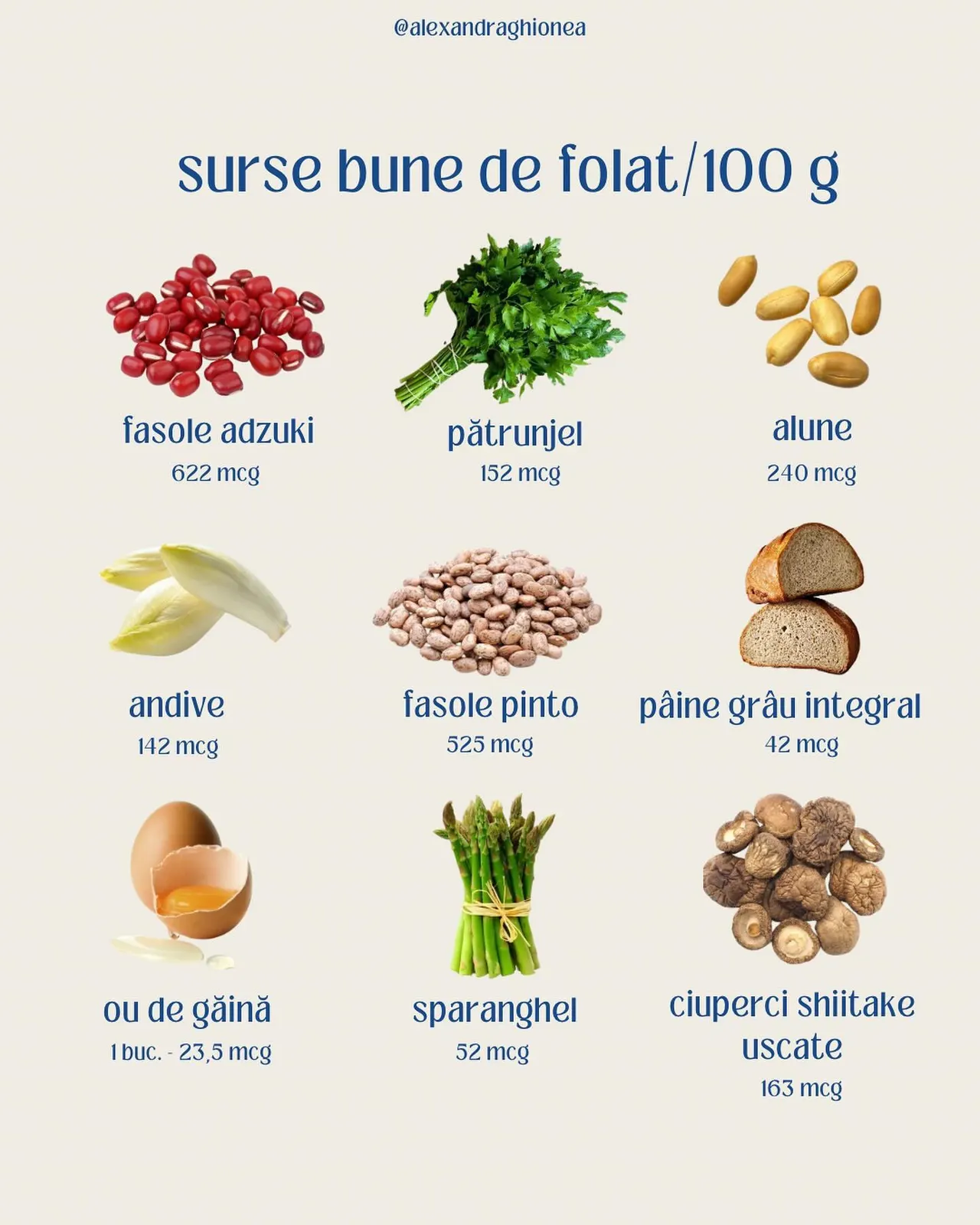 surse bune de folat/100 g