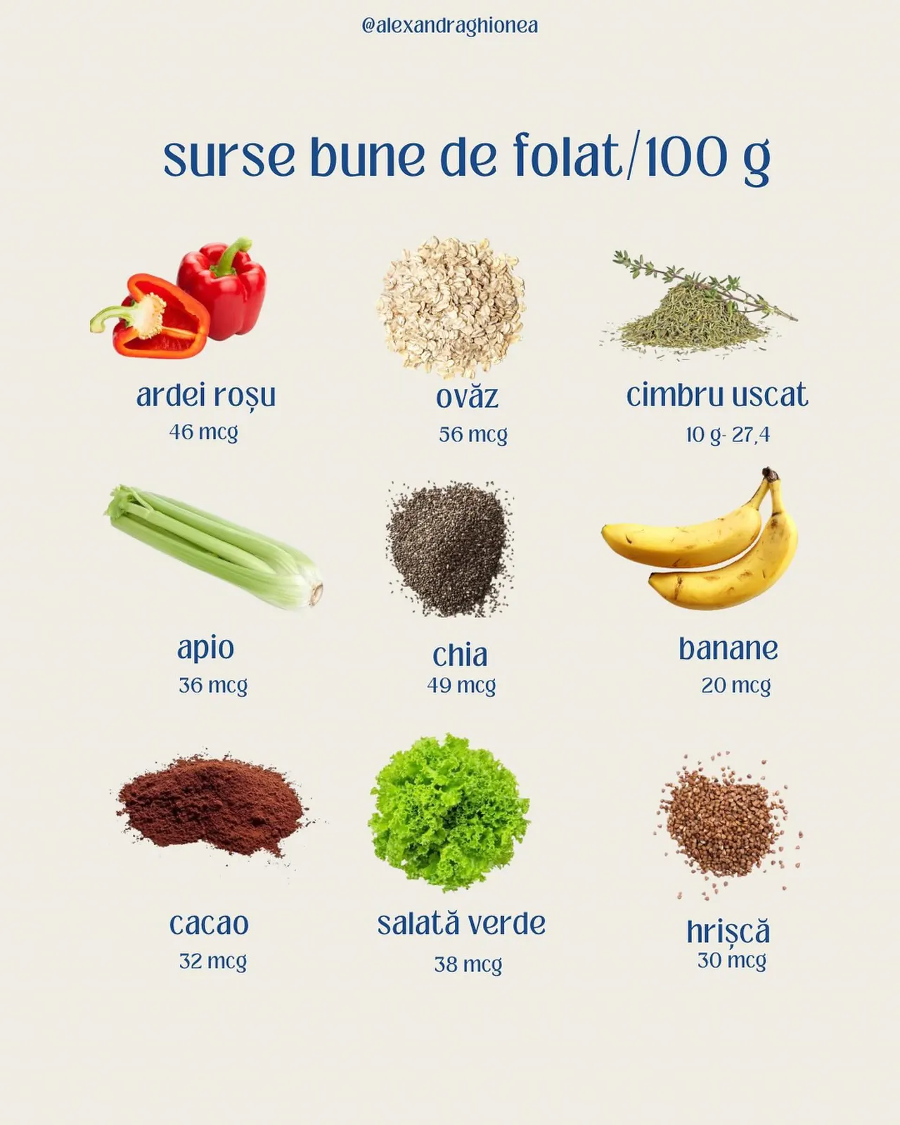 surse bune de folat/100 g