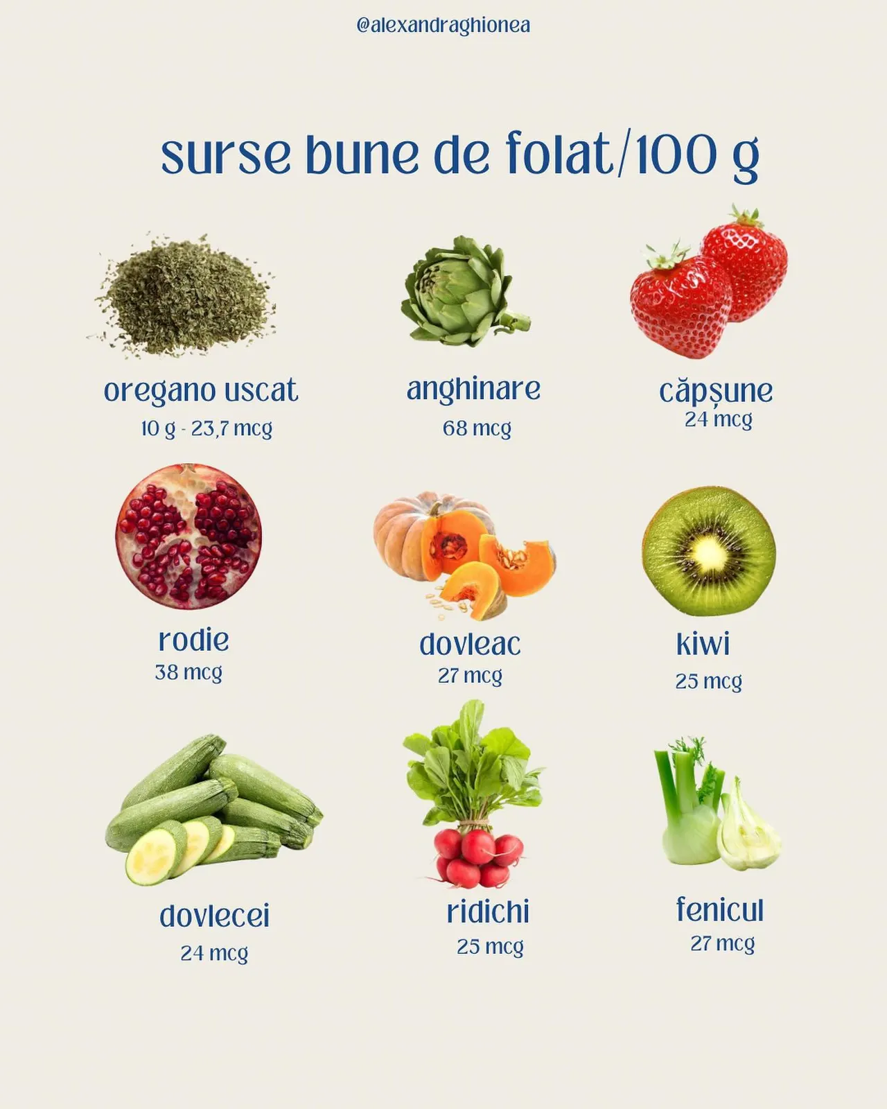 surse bune de folat/100 g