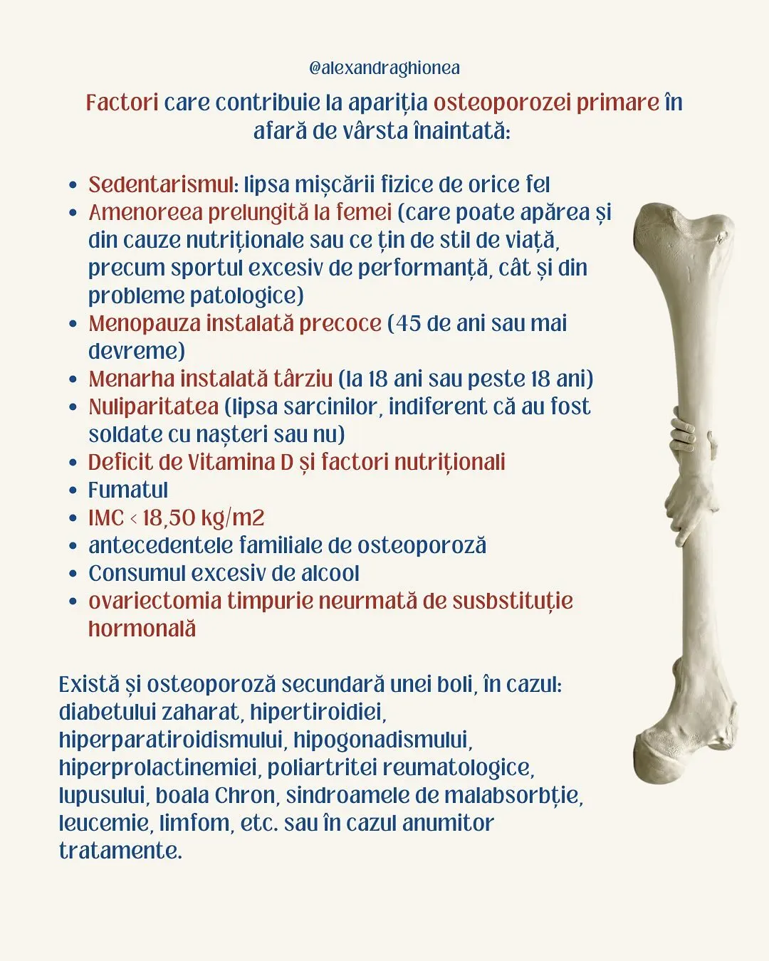 Factori care contribuie la apariția osteoporozei primare în