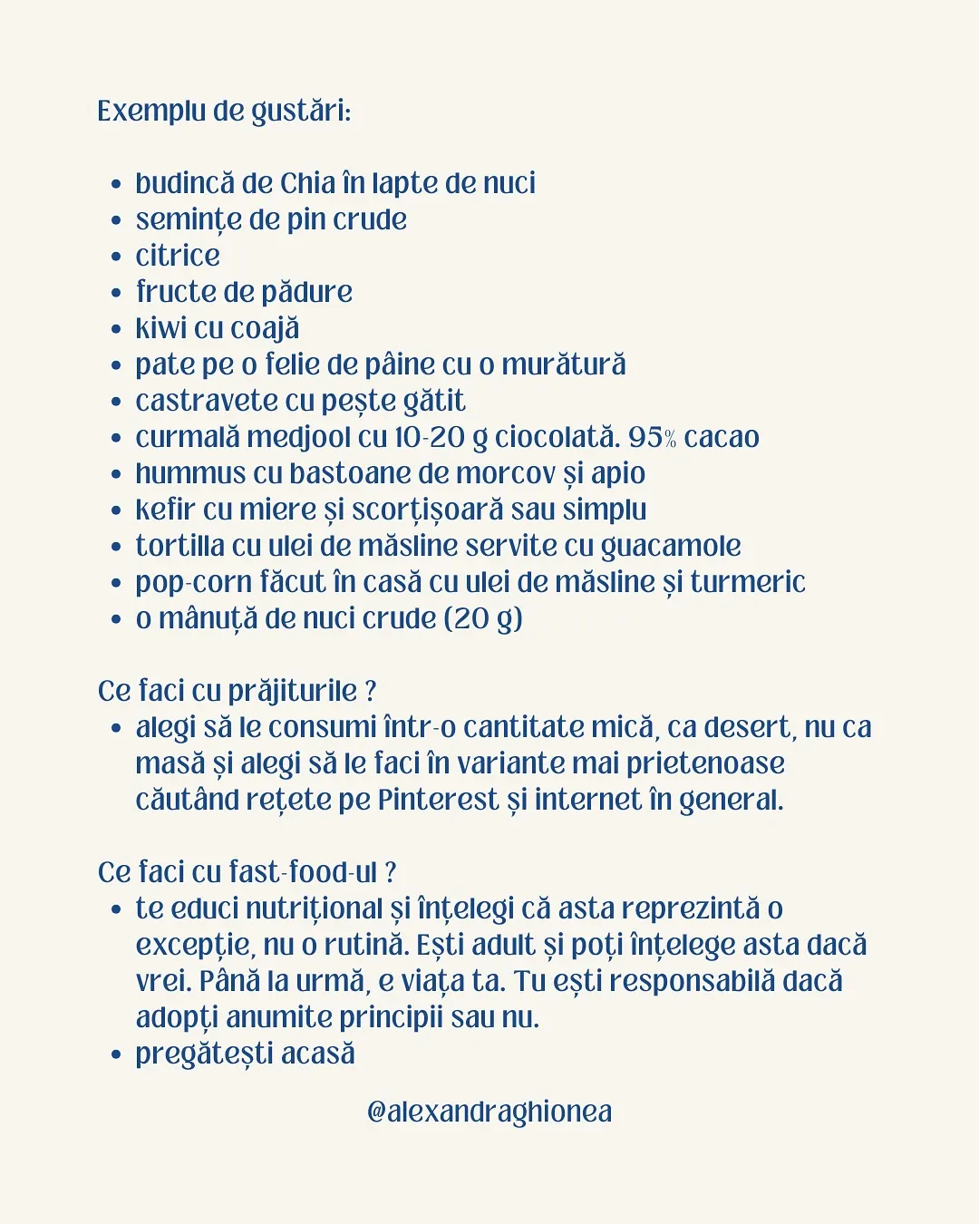 Exemplu de gustări: