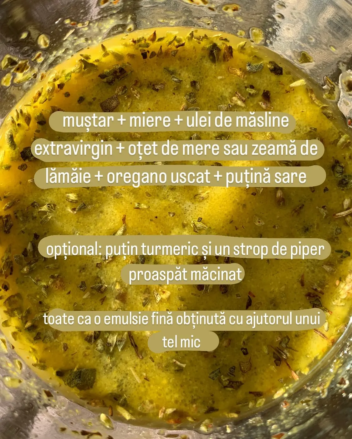 muştar + miere + ulei de măsline
