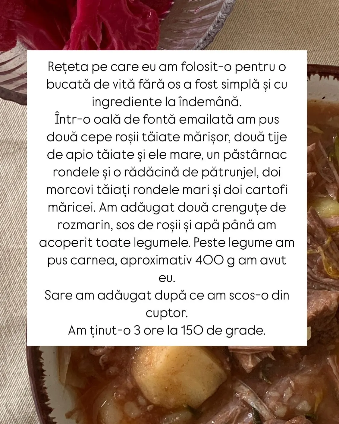 Rețeta pe care eu am folosit-o pentru o