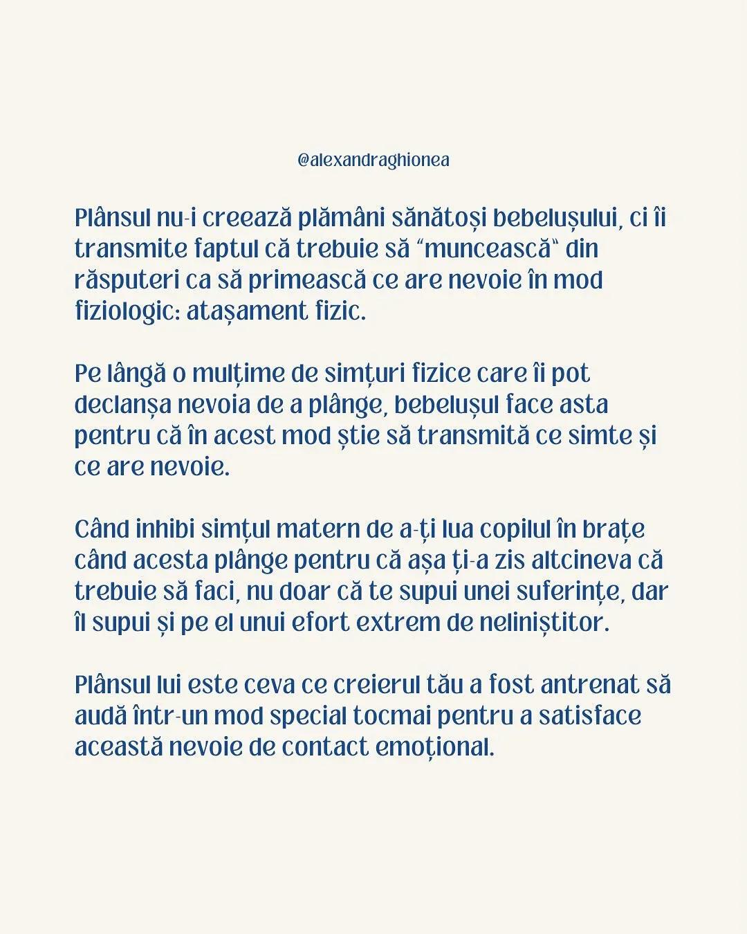 Plânsul nu-i creează plămâni sănătoși bebeluşului, ci îi