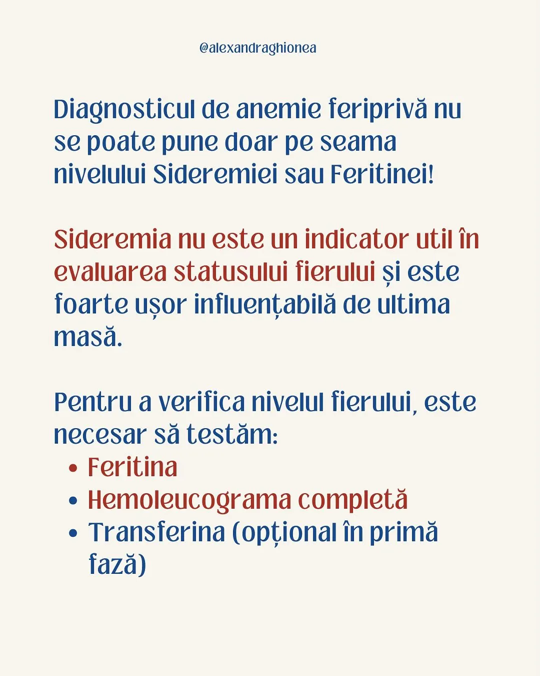 Diagnosticul de anemie feriprivă nu