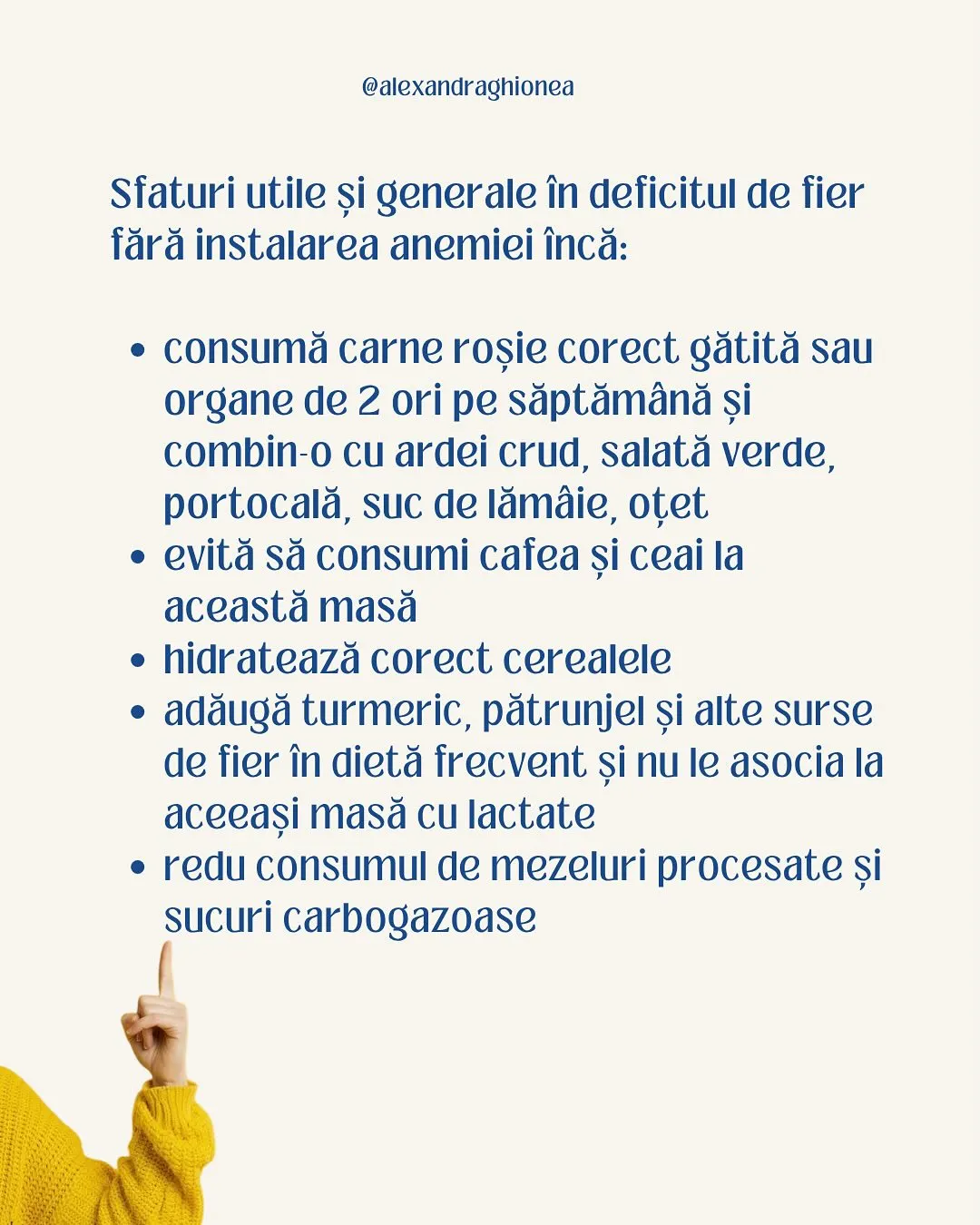 Sfaturi utile și generale în deficitul de fier