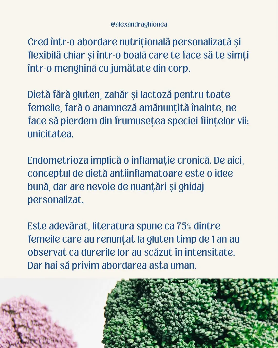 Cred într-o abordare nutrițională personalizată și
