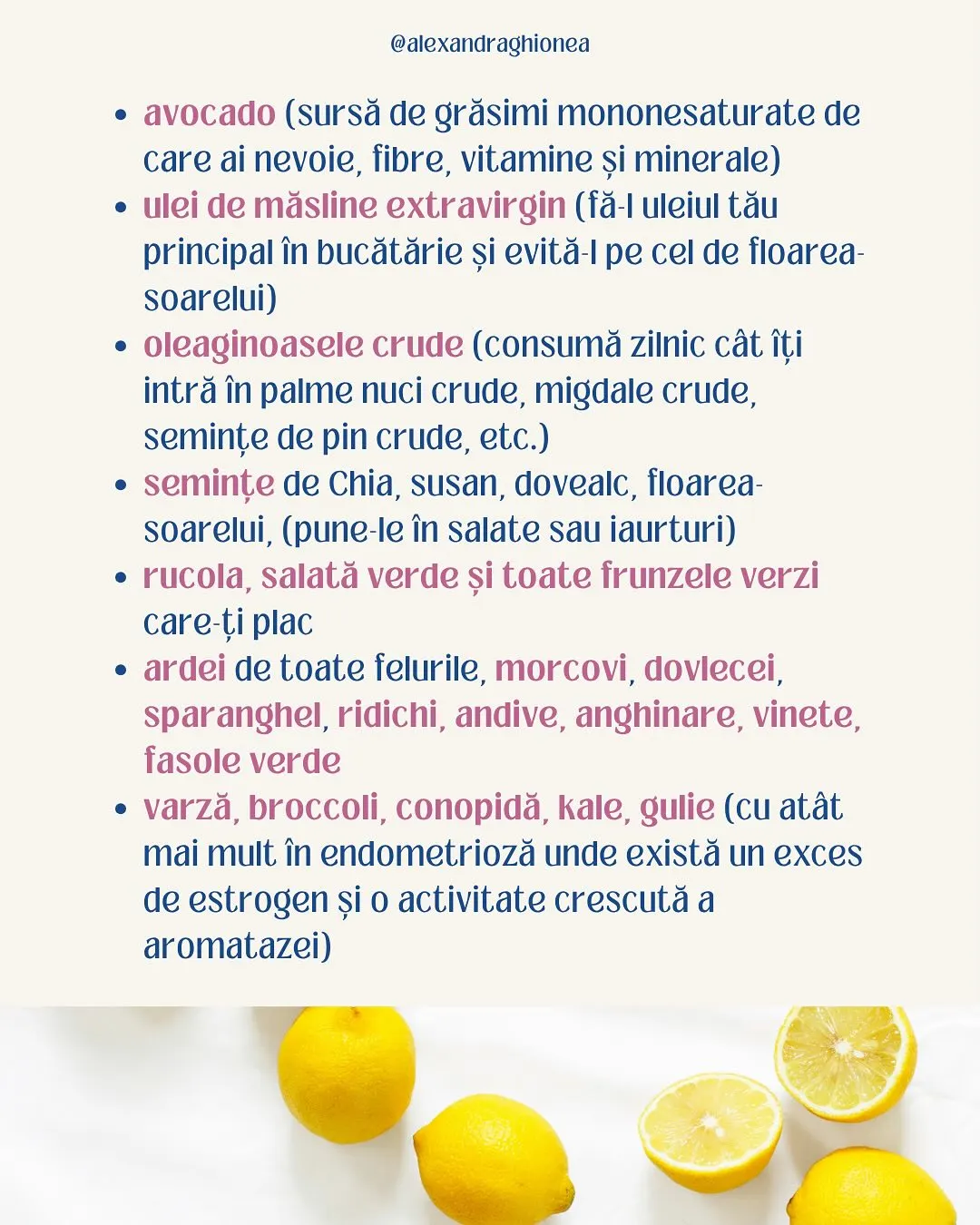 • avocado (sursă de grăsimi mononesaturate de