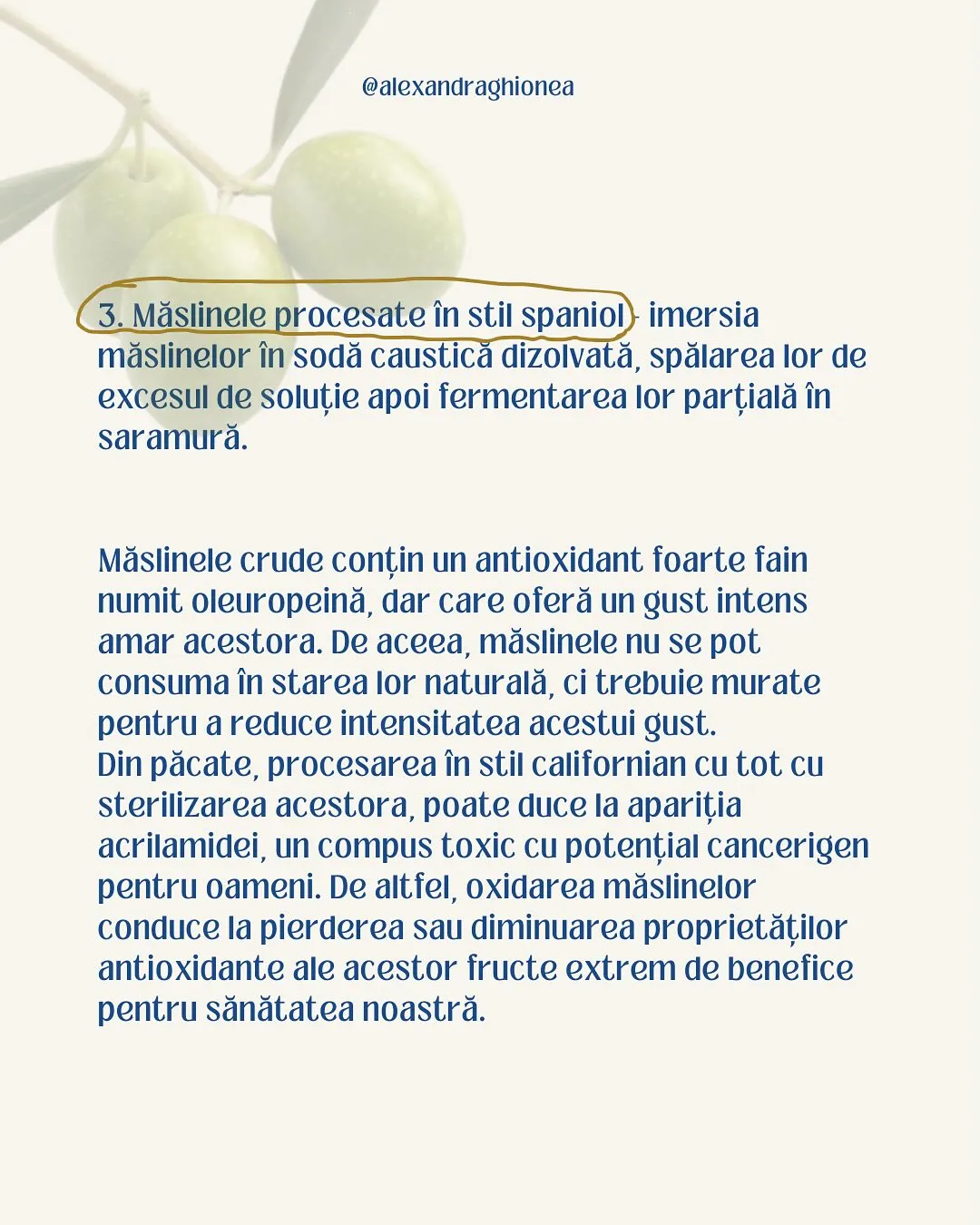 3. Măslinele procesate în stil spaniol) imersia