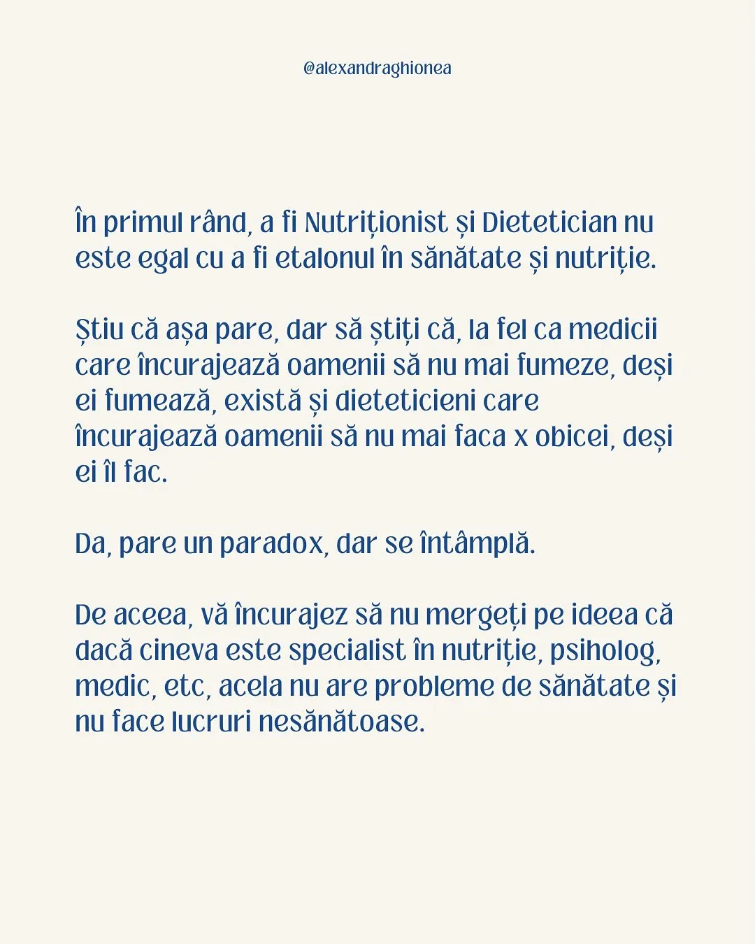 În primul rând, a fi Nutriționist și Dietetician nu