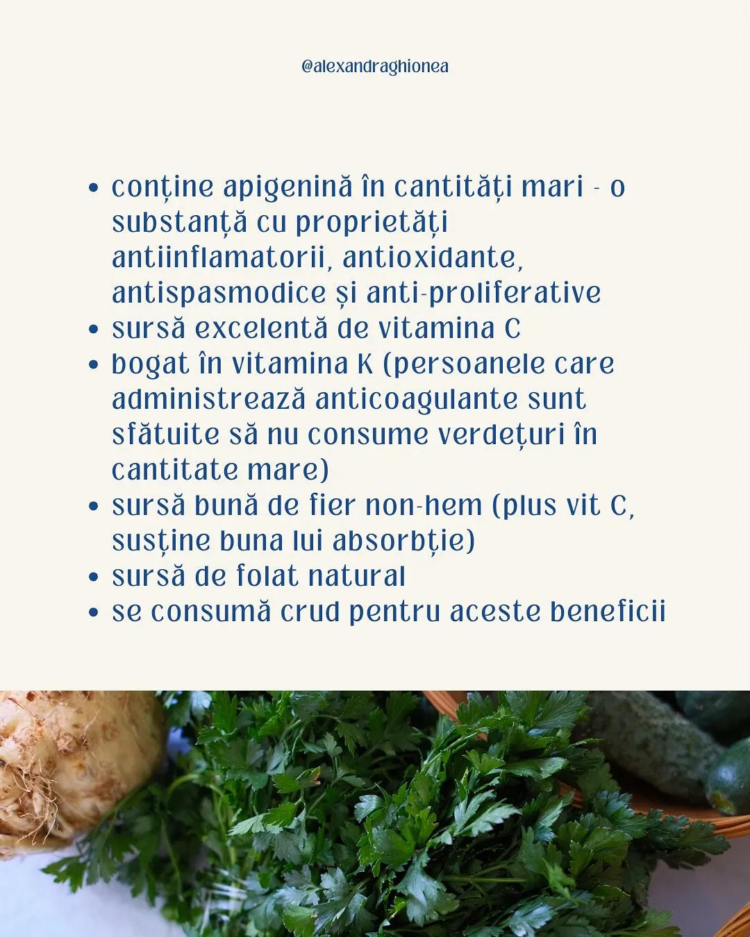 • conține apigenină în cantități mari - o