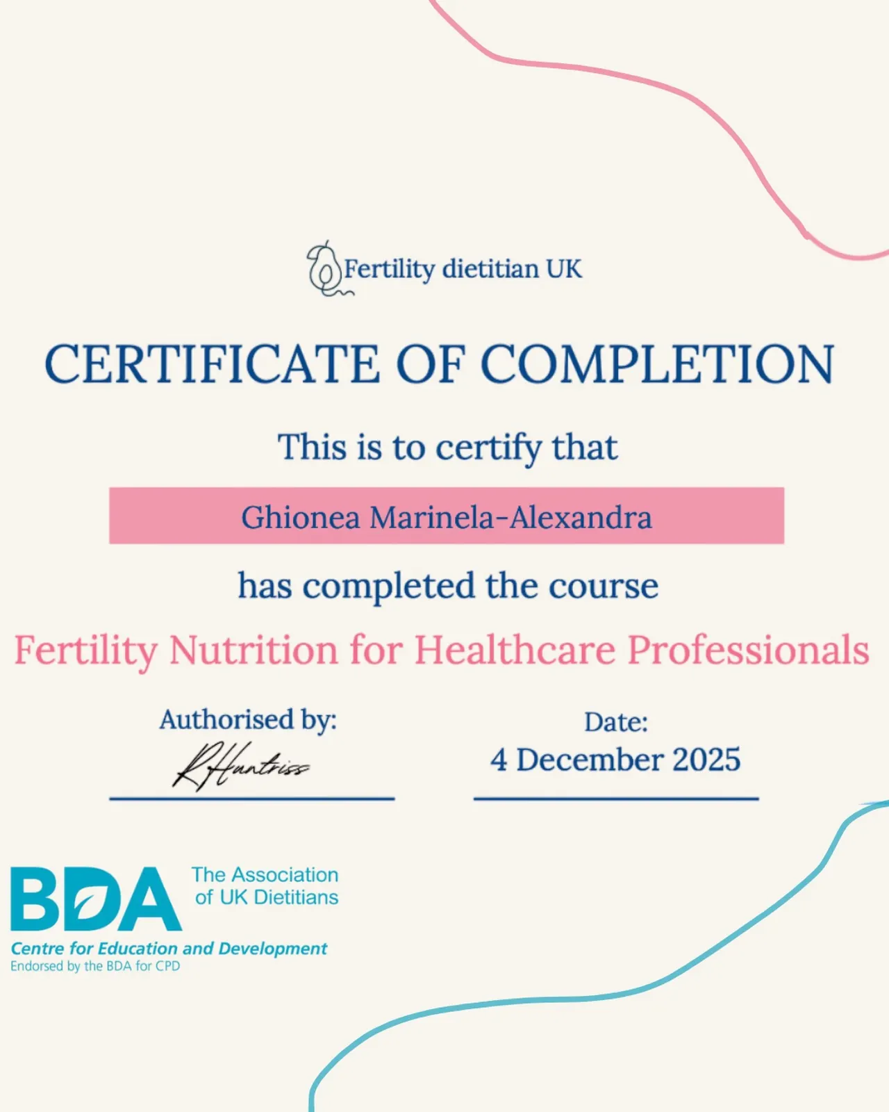 Fertility dietitian UK