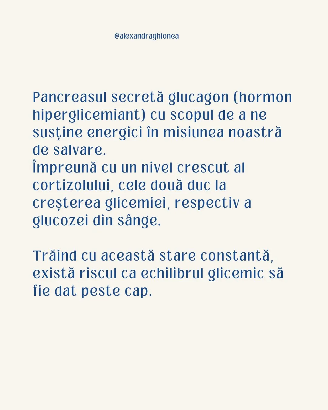 Pancreasul secretă glucagon (hormon