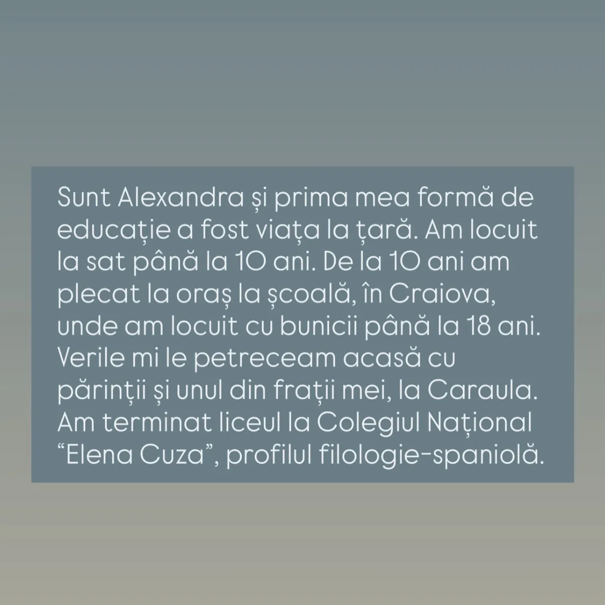 Sunt Alexandra și prima mea formă de