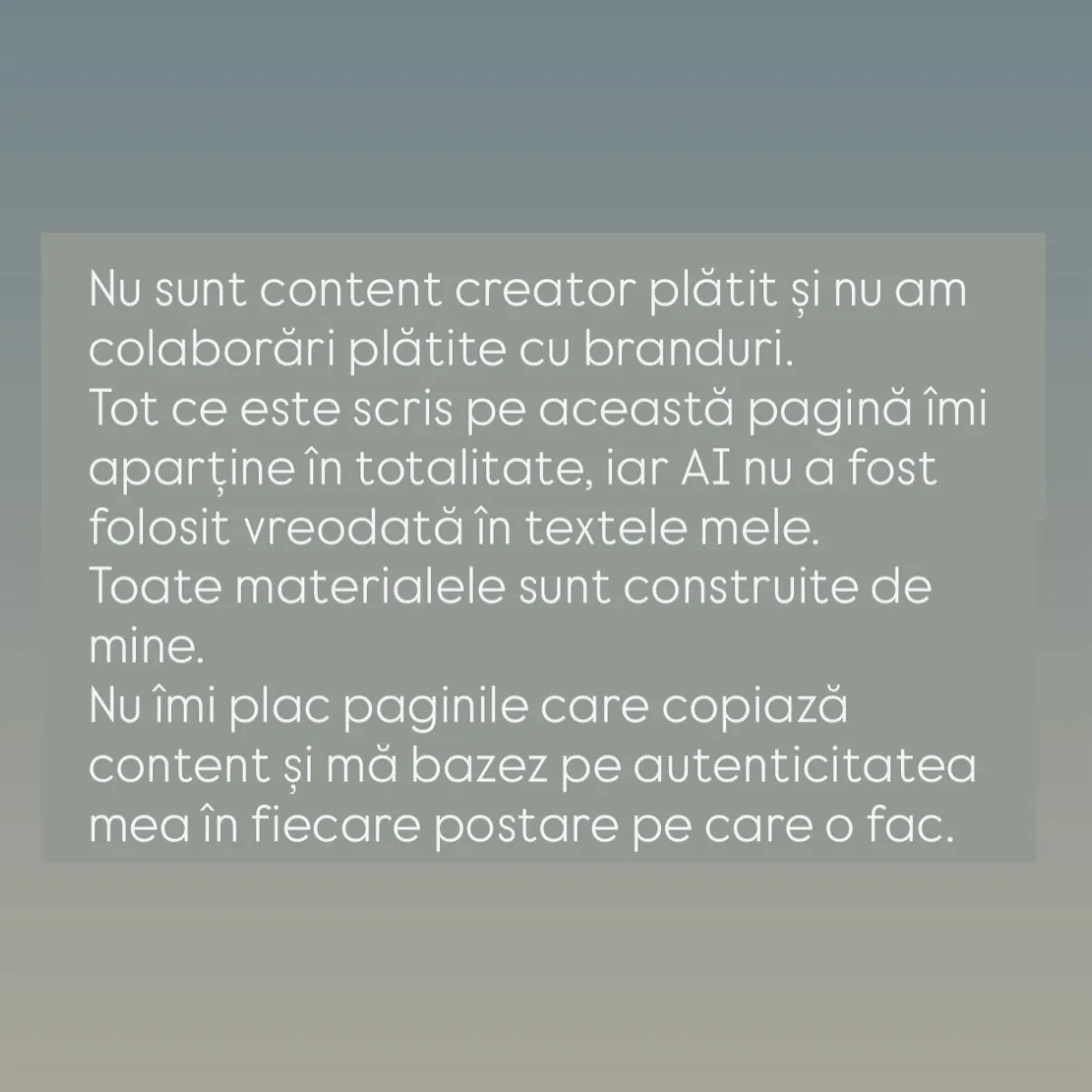 Nu sunt content creator platit și nu am