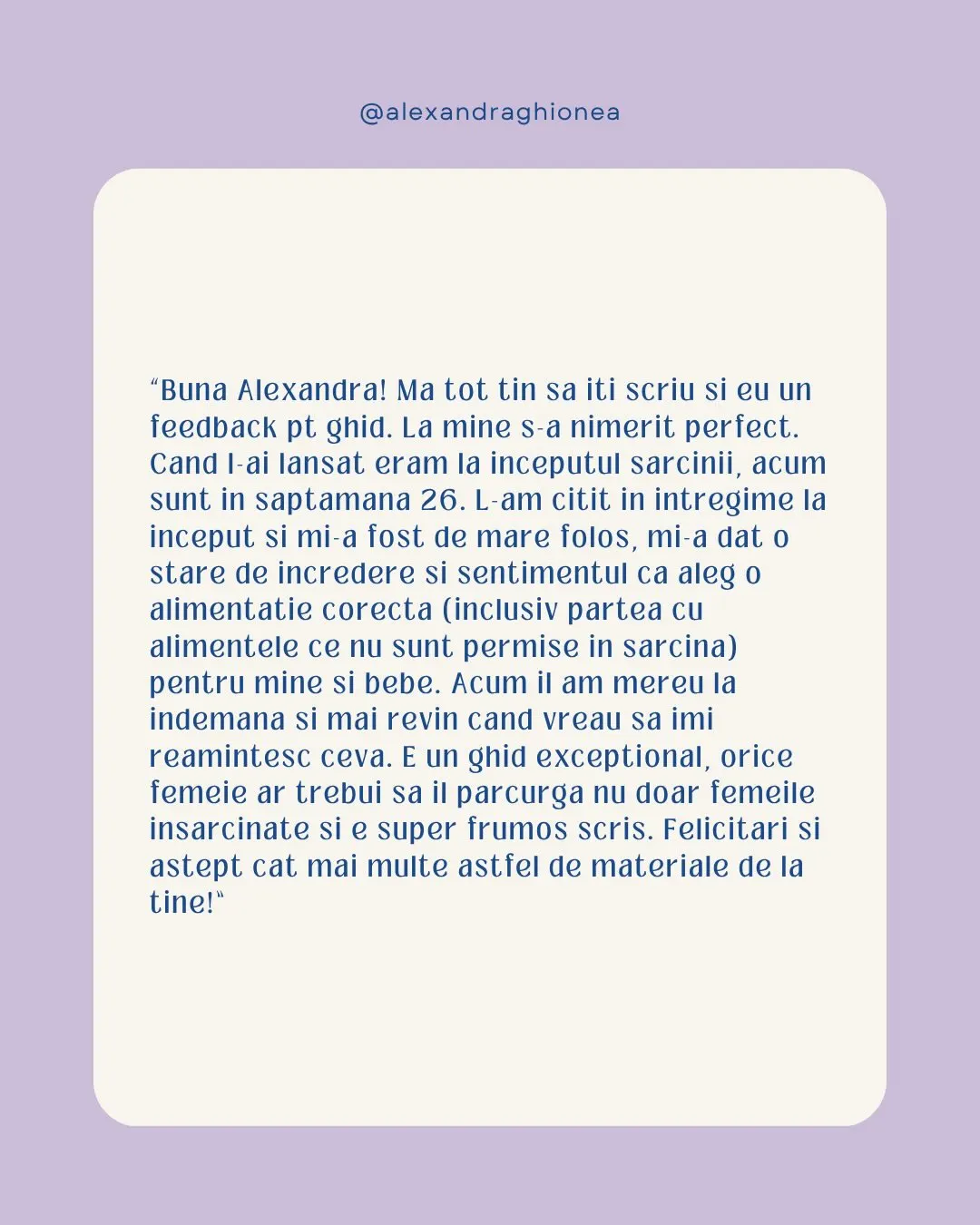 "Buna Alexandra! Ma tot tin sa iti scriu si eu un