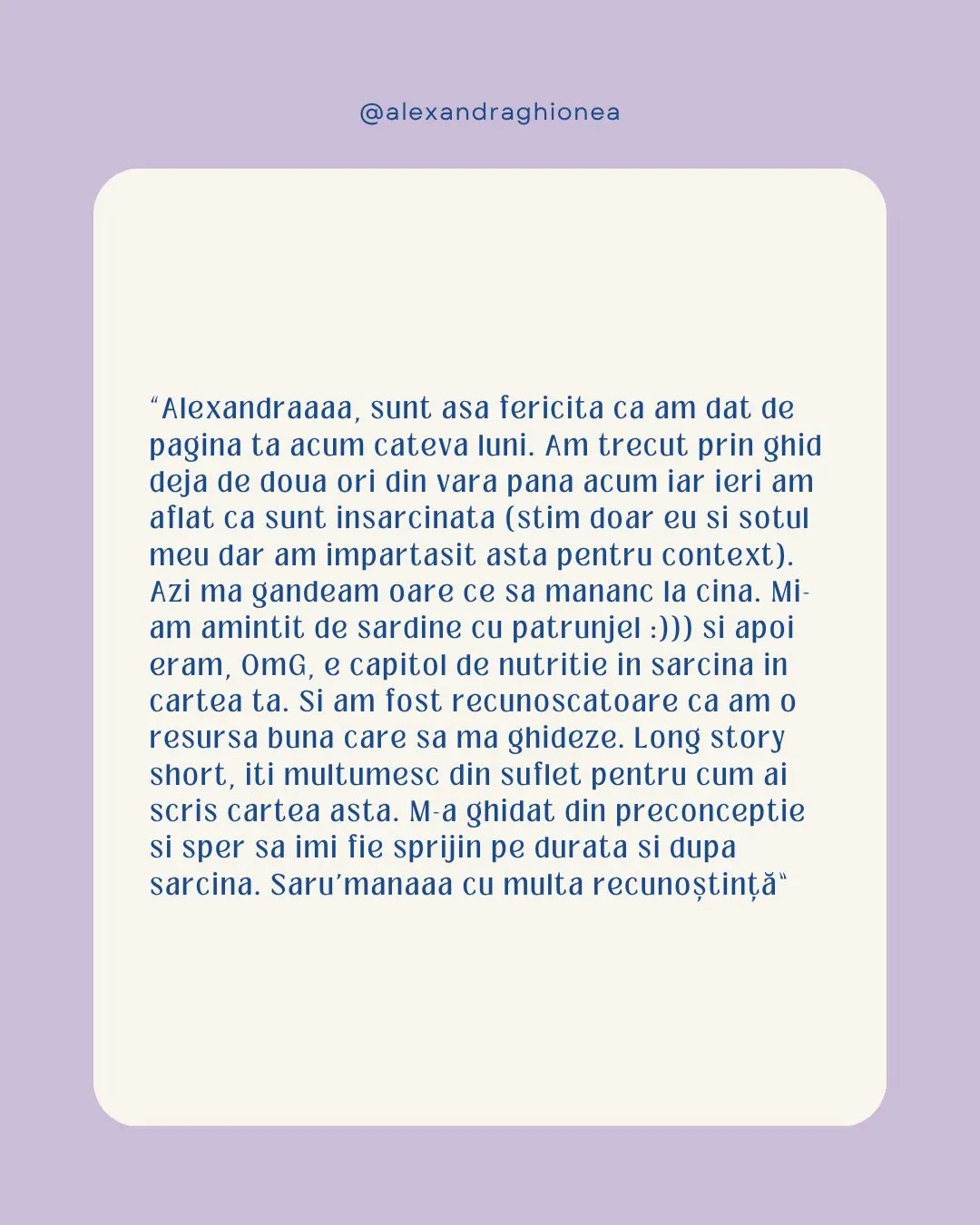 "Alexandraaaa, sunt asa fericita ca am dat de