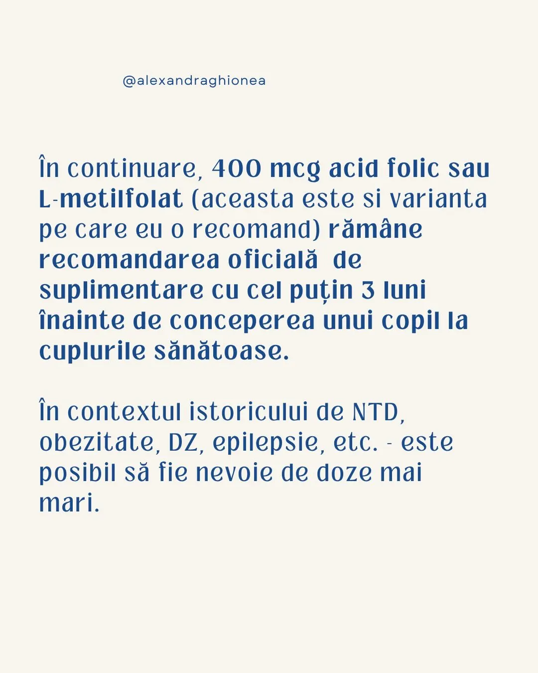 în continuare, 400 mcg acid folic sau