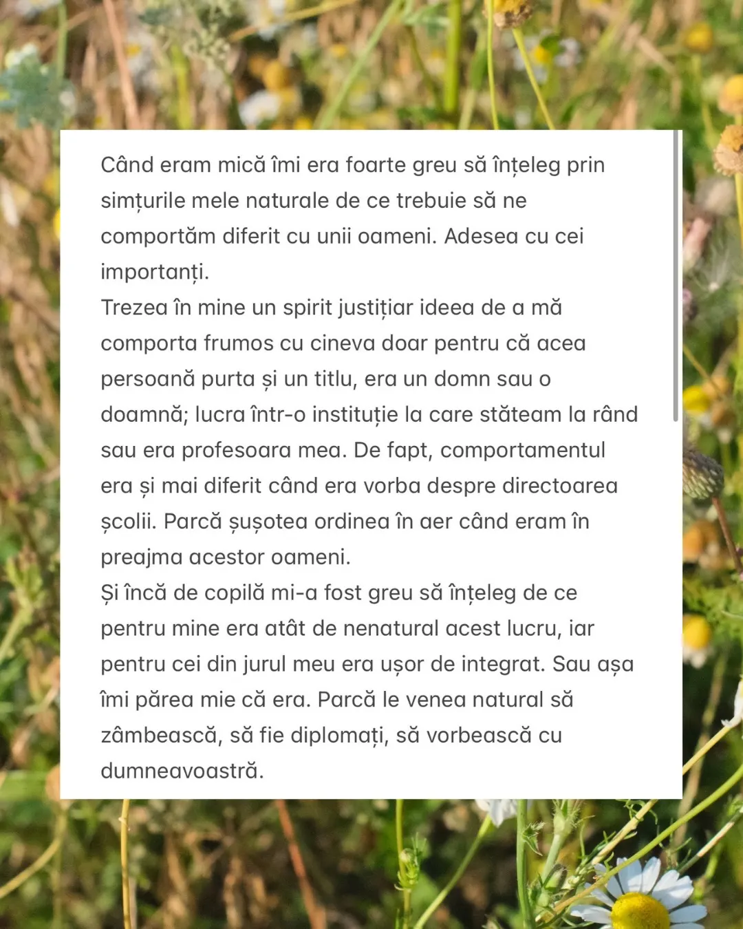 Când eram mică îmi era foarte greu să înțeleg prin
