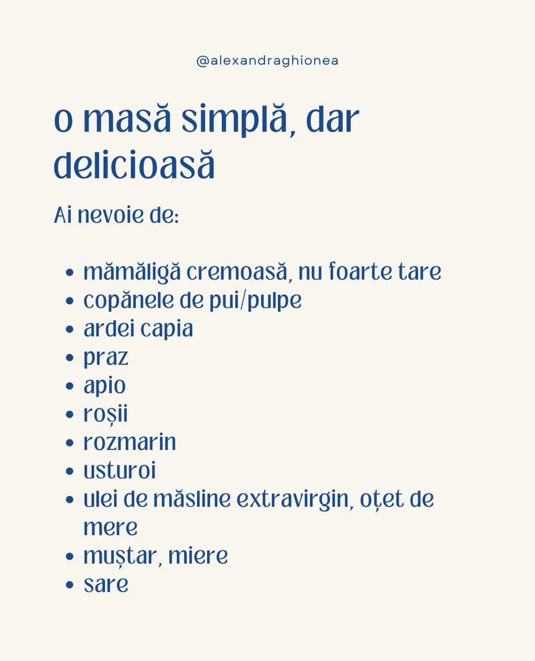 o masă simplă, dar delicioasă